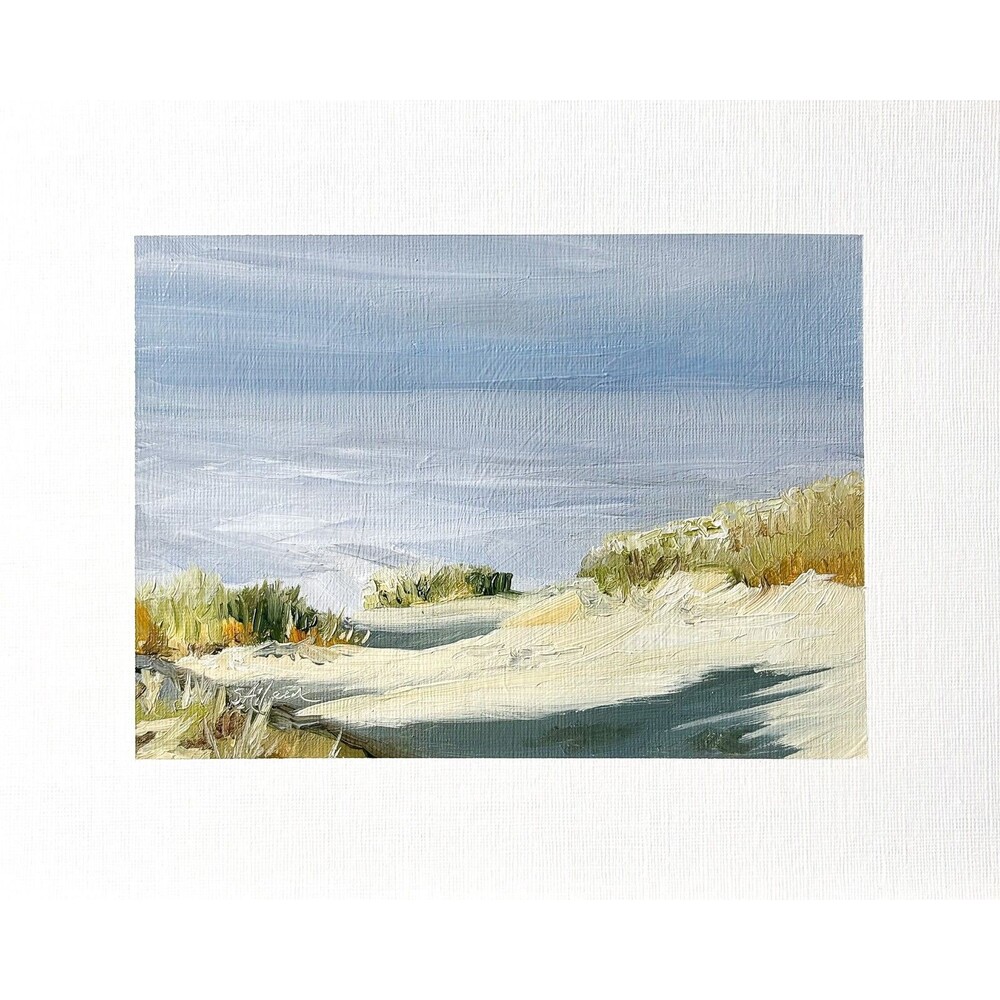 8x10 Original Oil Landscape Painting Seascape Peaceful Beach Dunes Ocean Signed